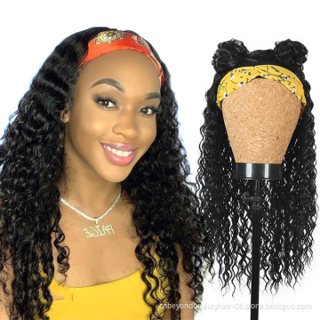 Kinky Curly Headband Wig Synthetic Hair For Black Women Cheap Wigs with headband attached